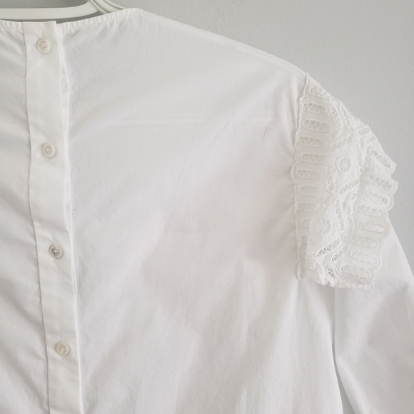 Sandro Guipure Lace Trim Cotton Top - Picture 7 of 9
